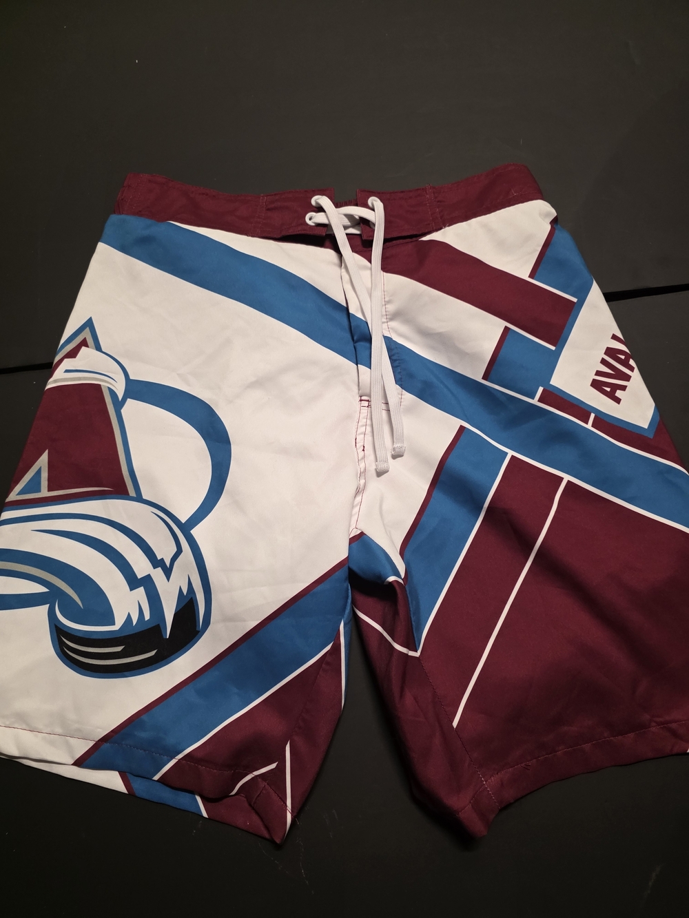 NHL Men's Avalanche Swim Shorts - Maroon, Blue & White